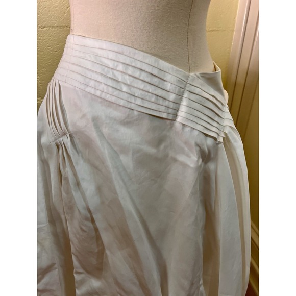JIL‎ SANDER  White Cotton Poplin Knit Lattice Trim A-Line Skirt Made Italy Sz 48 - Picture 2 of 6